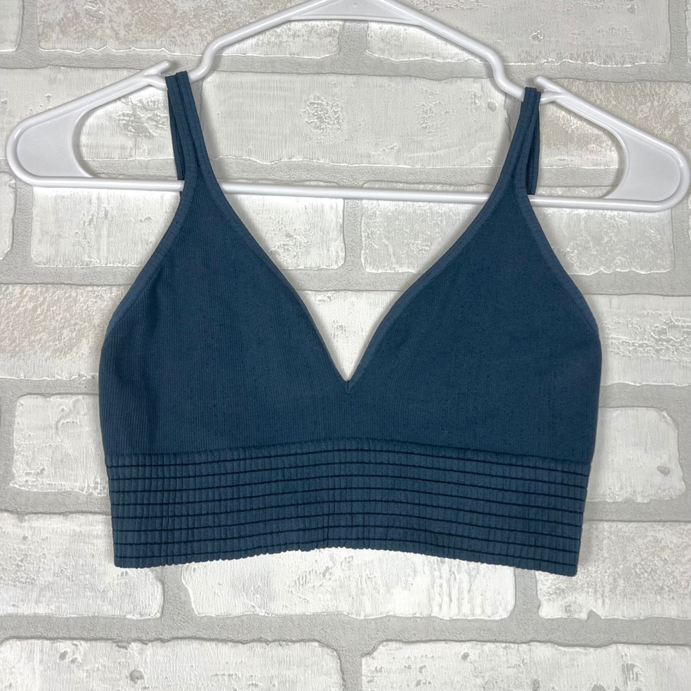 Free People Intimately Ali V-Neck Seamless Brami Top Teal Blue XS/S OB832054